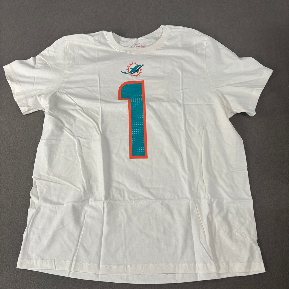 Nike Miami Dolphins Tua Tagovailoa #1 Shirt Mens XXL White Short Sleeve Tee
